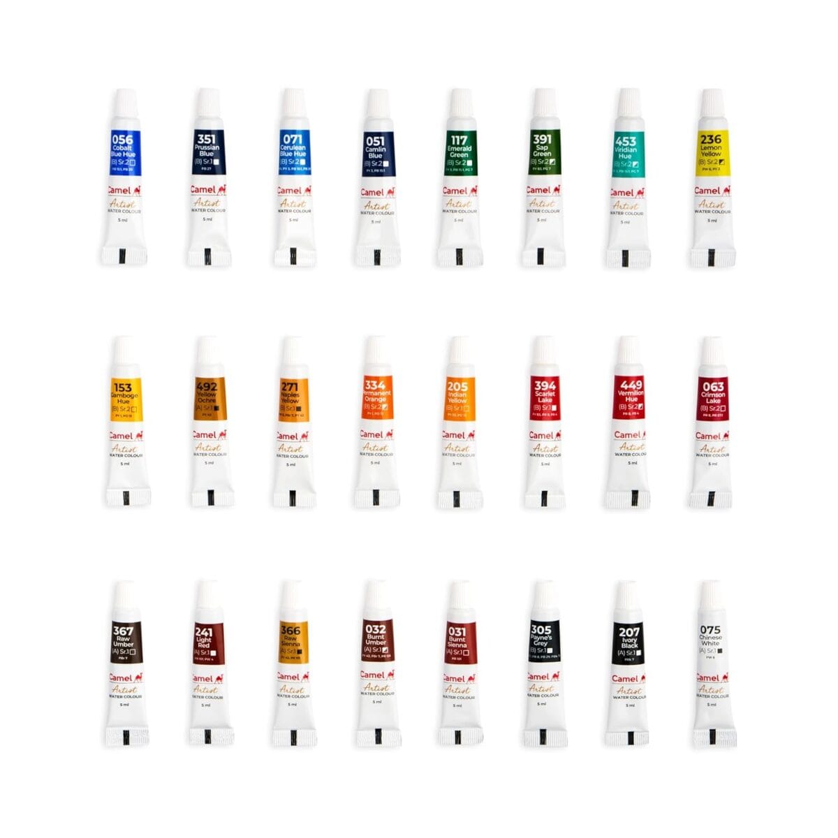 24 vibrant watercolor shades in 20ml bottles for creative expression