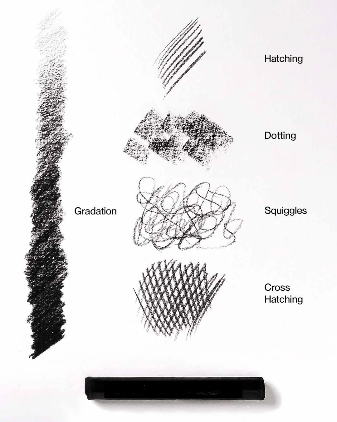 Compressed charcoal sticks for fine art drawing and sketching
