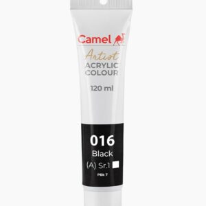 Black 120 ml Acrylic Tube – High-opacity black acrylic paint for smooth application