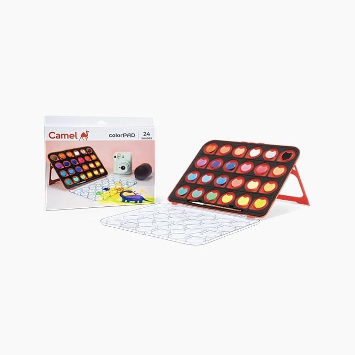 Camel colorPAD 24 shades watercolor paint palette with packaging.