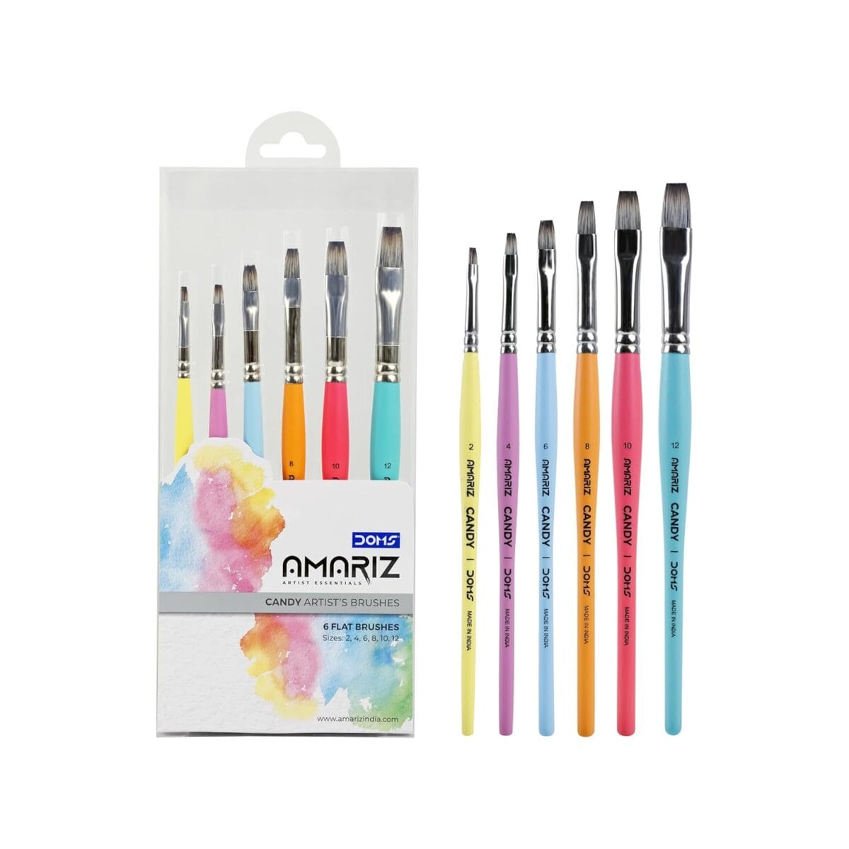 Doms flat paint brushes pack of 6, perfect for smooth and even strokes.