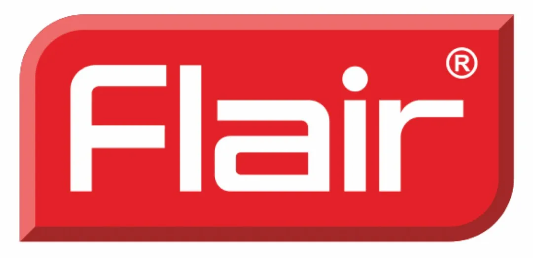 FLAIR brand logo showcasing premium quality pens and stationery products available at Neem Galli.
