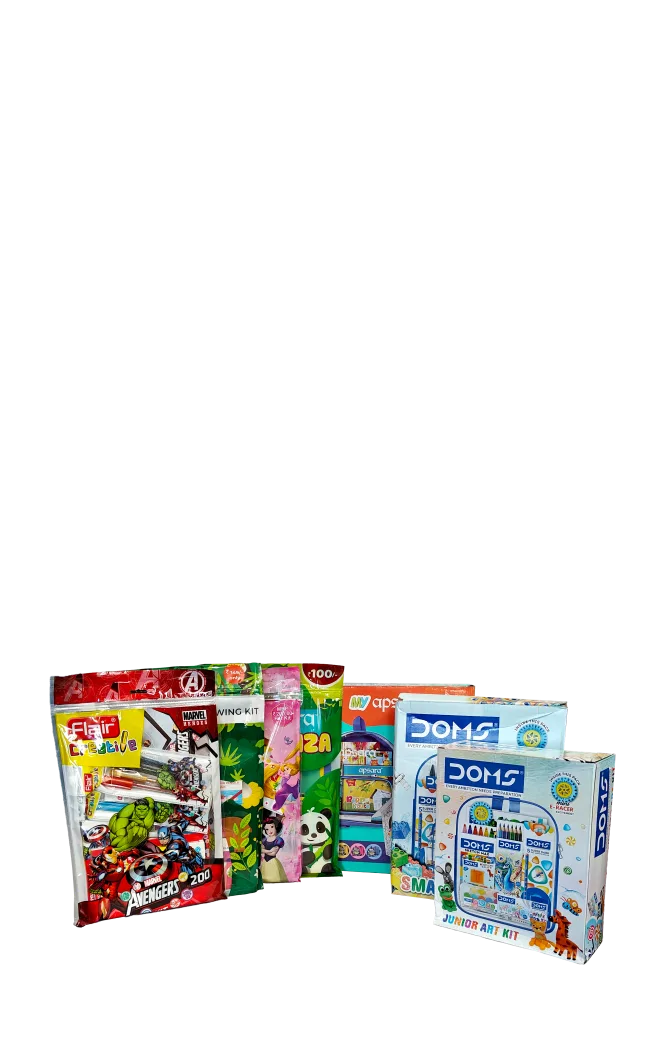 Neem Galli Art Kits for Young Artists LR Tall featuring a variety of creative tools for children.