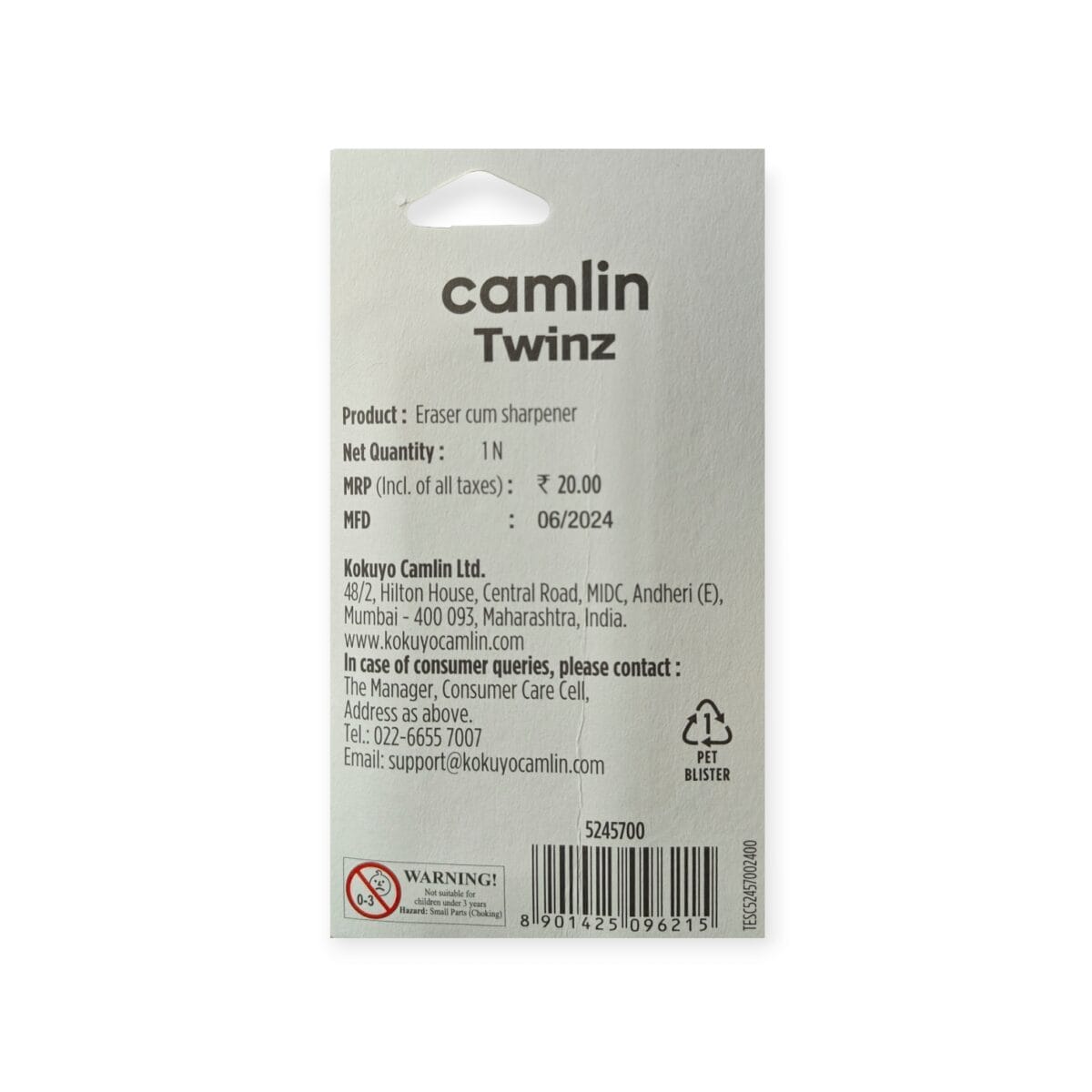 Camlin Twinz Sharpener – Dual-hole sharpener for precise and smooth pencil sharpening