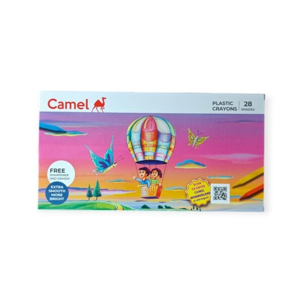 Camlin Plastic Crayons cover featuring vibrant crayons for artistic expression.