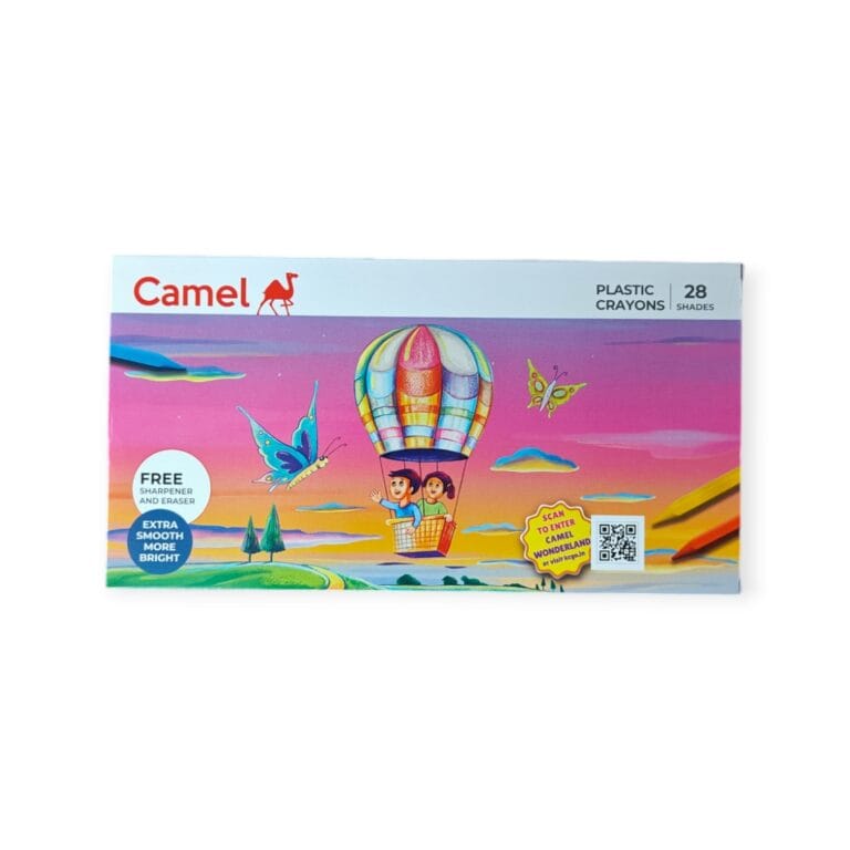 Camlin Plastic Crayons cover featuring vibrant crayons for artistic expression.