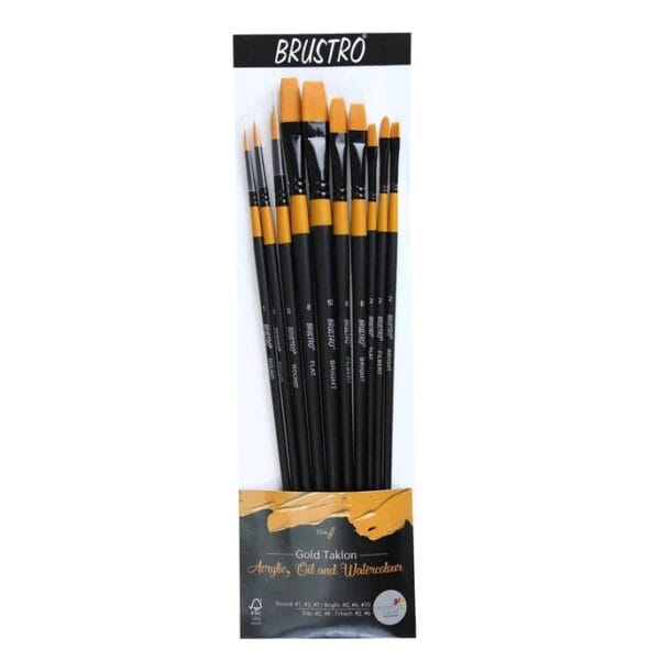 Brustro Artists Gold Taklon Brushes Set of 10
